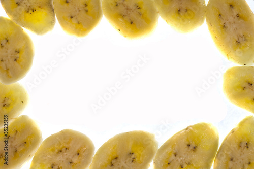Pieces of sliced banana frame