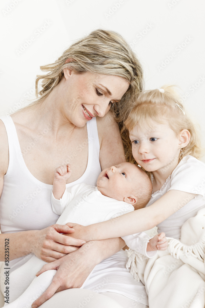 portrait of mother with her daughters portrait of mother with her daughters