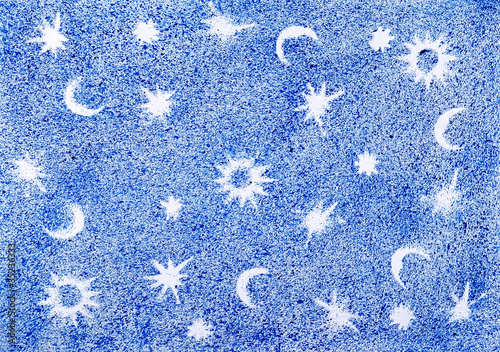 The star sky drawn by water color paints