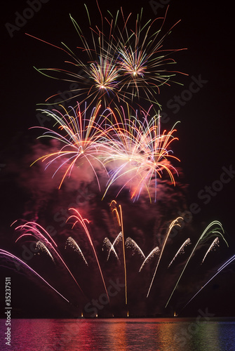 Firework - fountain with several multicolored flares