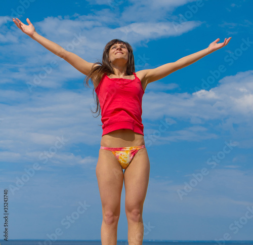Jumping Exercising Woman