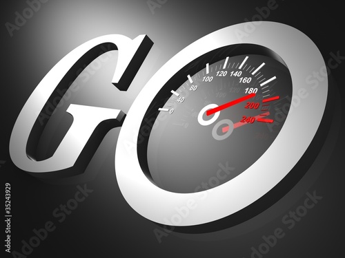 go speedometer text on black