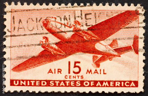 Postage stamp USA 1941 Twin-motored transport plane