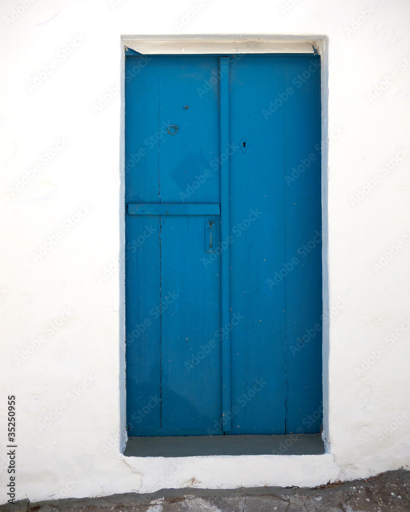 traditional Greek house blue door