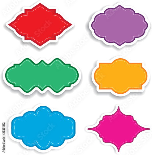 Bright labels with shadows