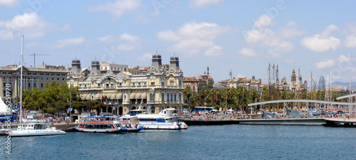 Canvas Print old seaport and quay of barcelona ,spain