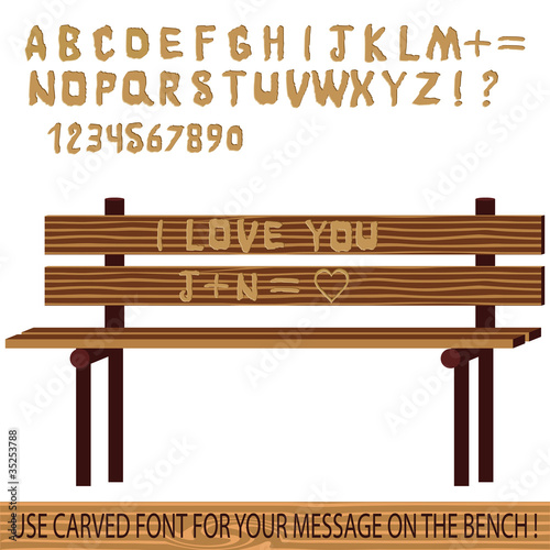 Carved on wood font vector