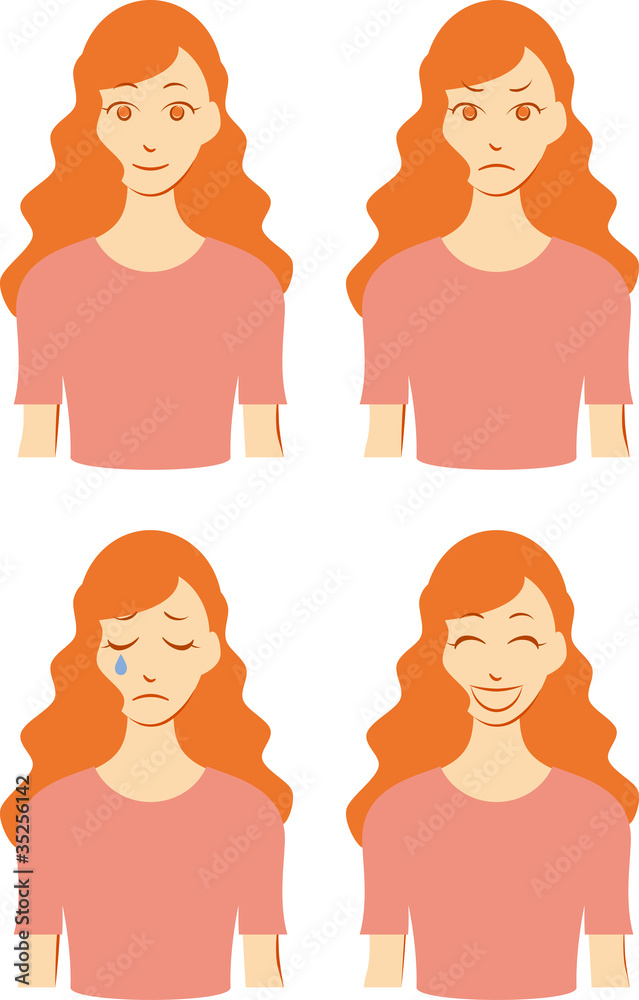女性の表情　喜怒哀楽