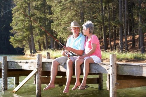 Senior couple fishing