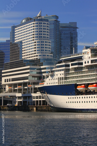 Vancouver Canada cityscape in downtown with cruise ship © denys_kuvaiev