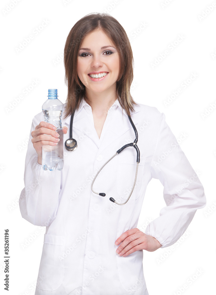 Young attractive female doctor isolated on white Young attractive female doctor isolated on white