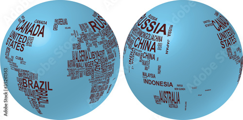 world map with country name