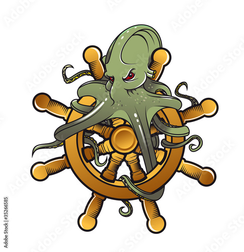 Octopus on steering wheel