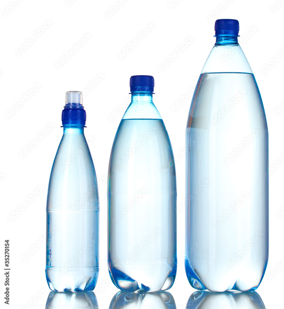 Group plastic bottles of water isolated on white Group plastic bottles of water isolated on white