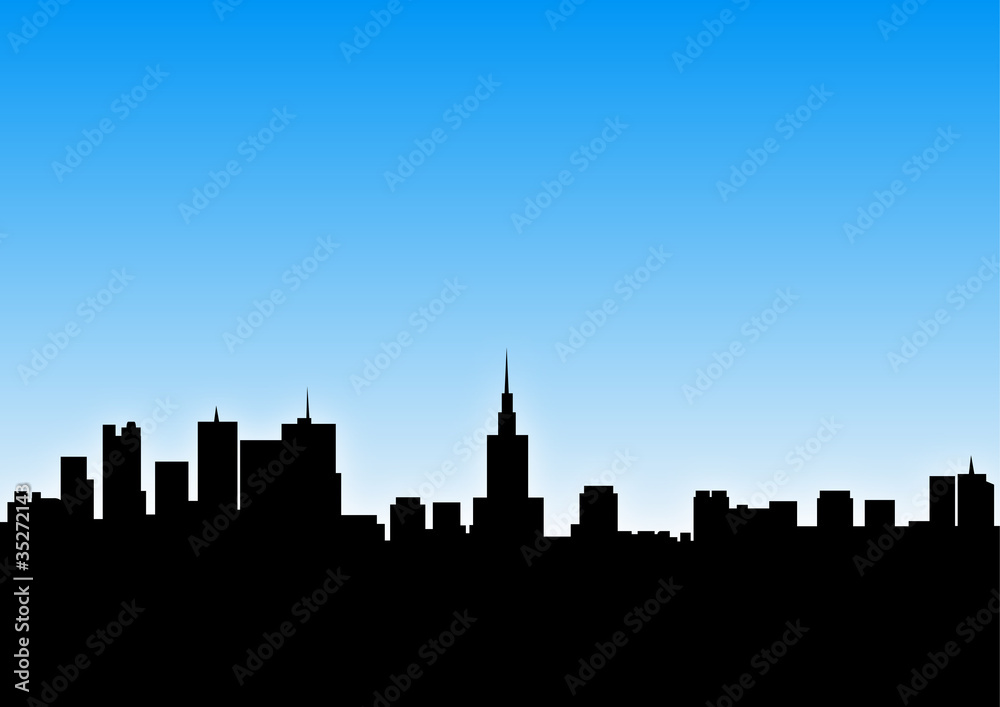 Warschau Skyline am Tag bei blauem Himmel - Warschau Wahrzeichen