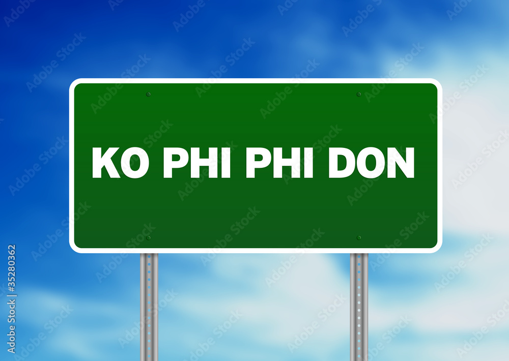 Green Road Sign - Ko Phi Phi Don, Thailand Green Road Sign - Ko Phi Phi Don, Thailand