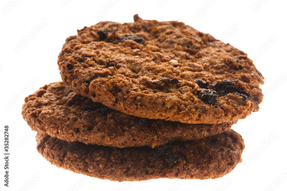 Fototapeta premium Chocolate homemade cookies isolated on white