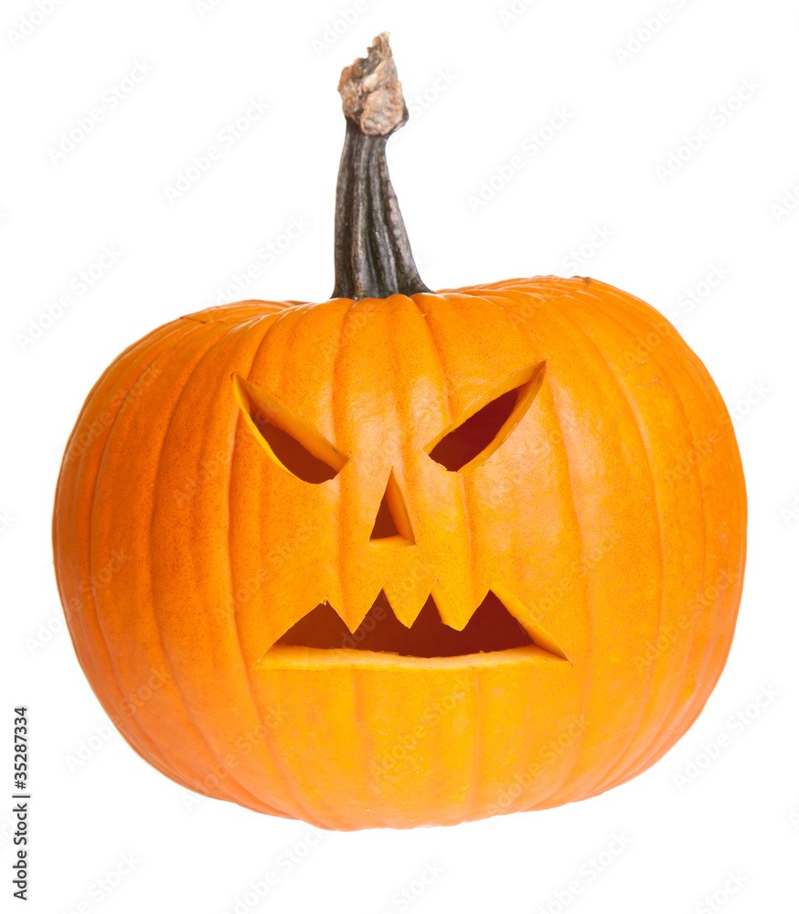Halloween scary jack'o'lantern pumpkin face isolated on white Halloween scary jack'o'lantern pumpkin face isolated on white
