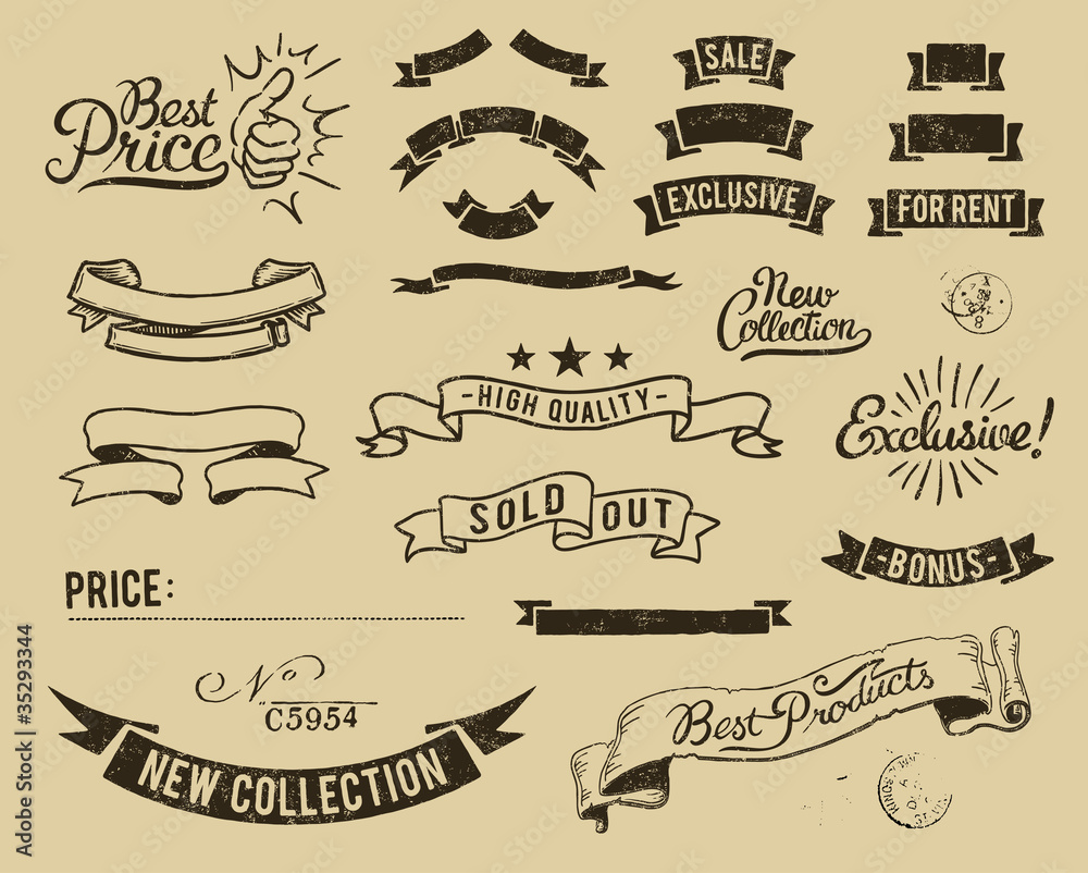 Vintage sale icons set