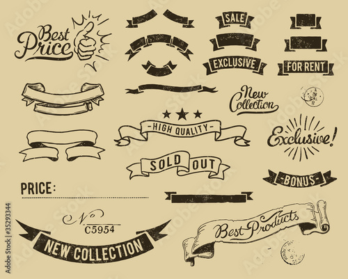 Vintage sale icons set