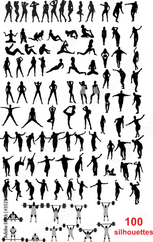 Big collection of hundred silhouettes