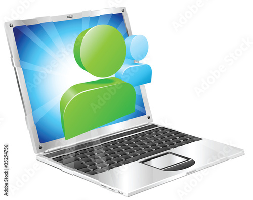 Social media icon laptop concept photo