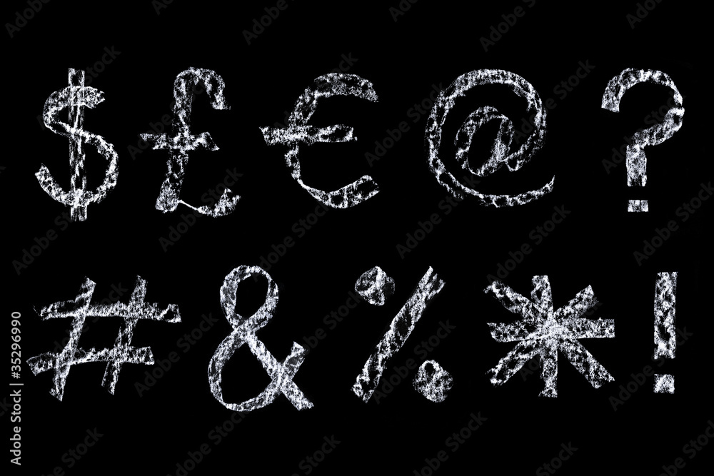Chalk symbols on blackboard Chalk symbols on blackboard