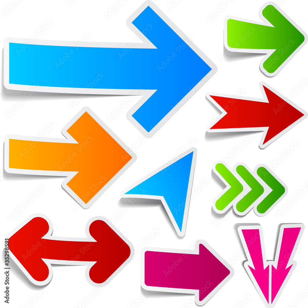 Color arrows sticker set. Color arrows sticker set.