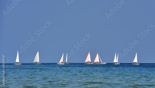 Sailing boats on the sea and blue sky