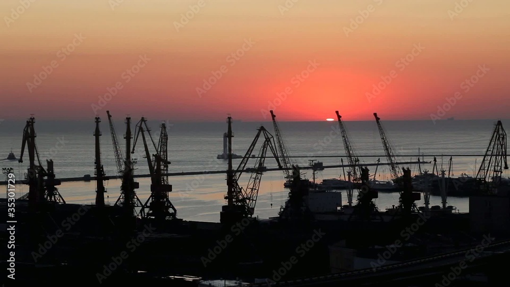 Sunset in the harbor of Odessa, Ukraine Sunset in the harbor of Odessa, Ukraine