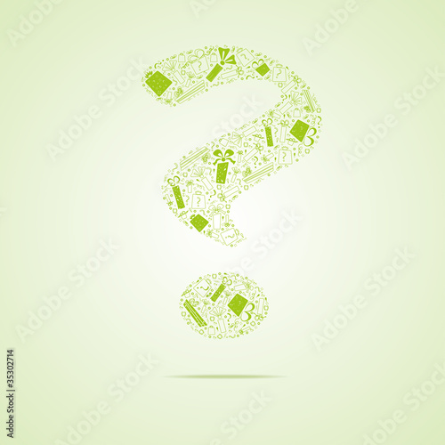 Green question from gifts, vector illustration © VeterDraw
