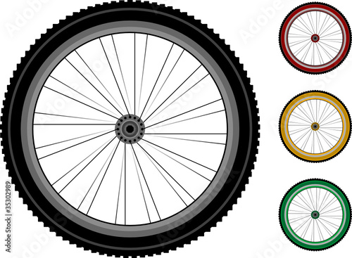 Bicycle wheels. set of the detailed wheels