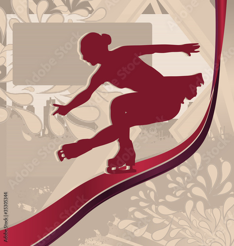 Winter Sports Designed Posters. Figure Skating Silhouette.