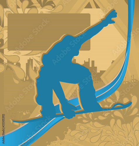 Winter Sports Designed Posters. Snowboarder Silhouette.