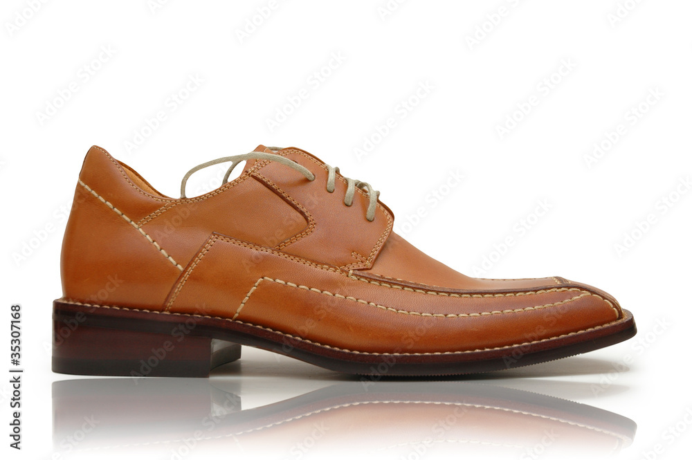 Fashion concept with male shoes on white Fashion concept with male shoes on white
