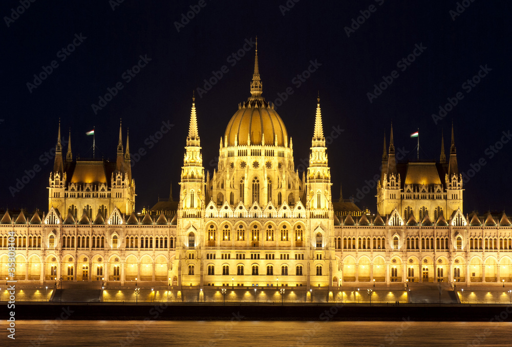 Budapest parliament at night, Hungary