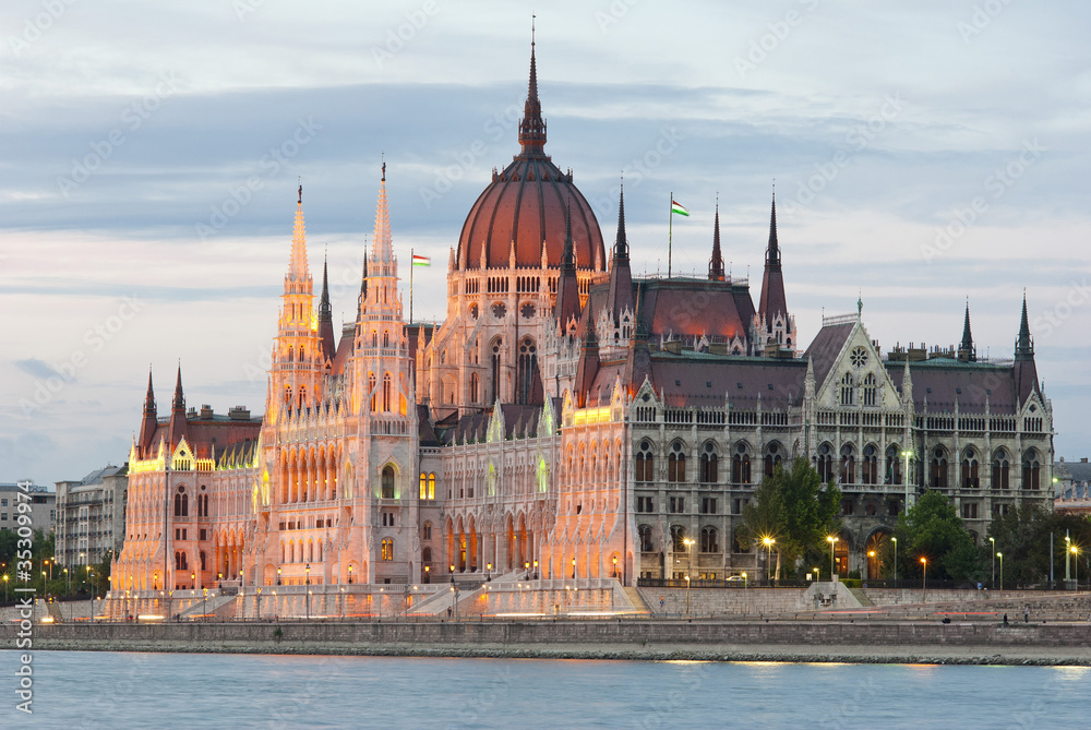 Hungarian parliament at nightfall