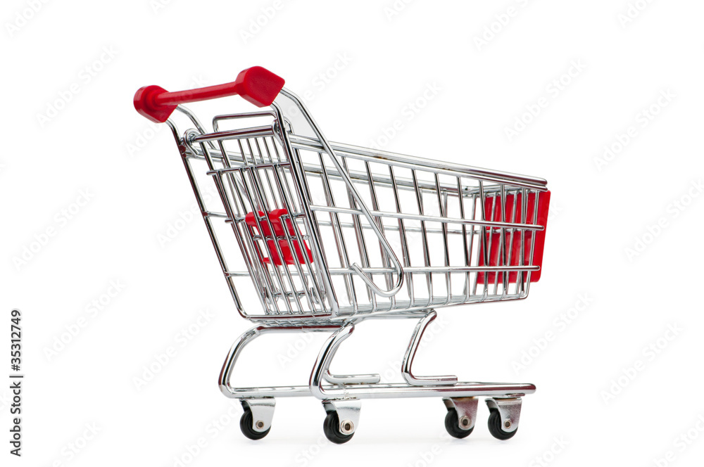 Shopping cart against the white background Shopping cart against the white background