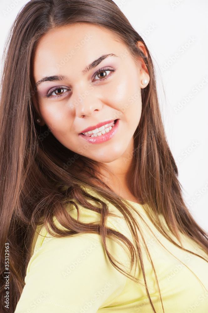 Closeup portrait of yong woman casual portrait in positive view, Closeup portrait of yong woman casual portrait in positive view,