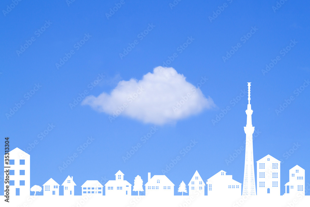 Fototapeta premium スカイツリーとぽっかり雲