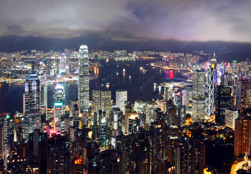 city at night, Hong Kong