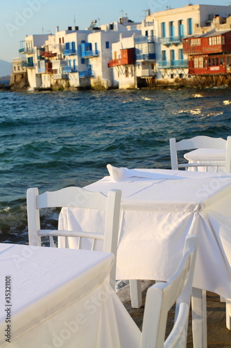 Small tavern in Small Venice of Mykonos island