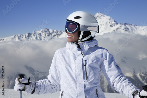 Portrait of girl skier