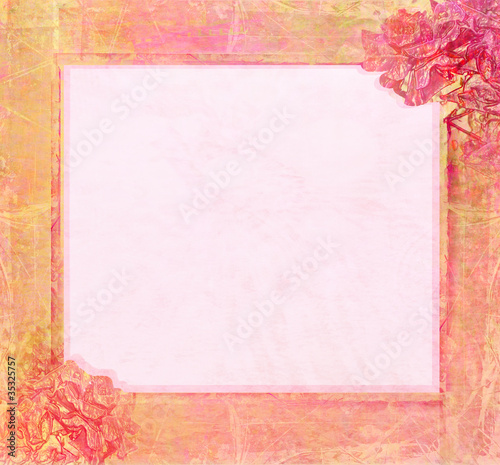 Grunge Frame For Congratulation With Flower