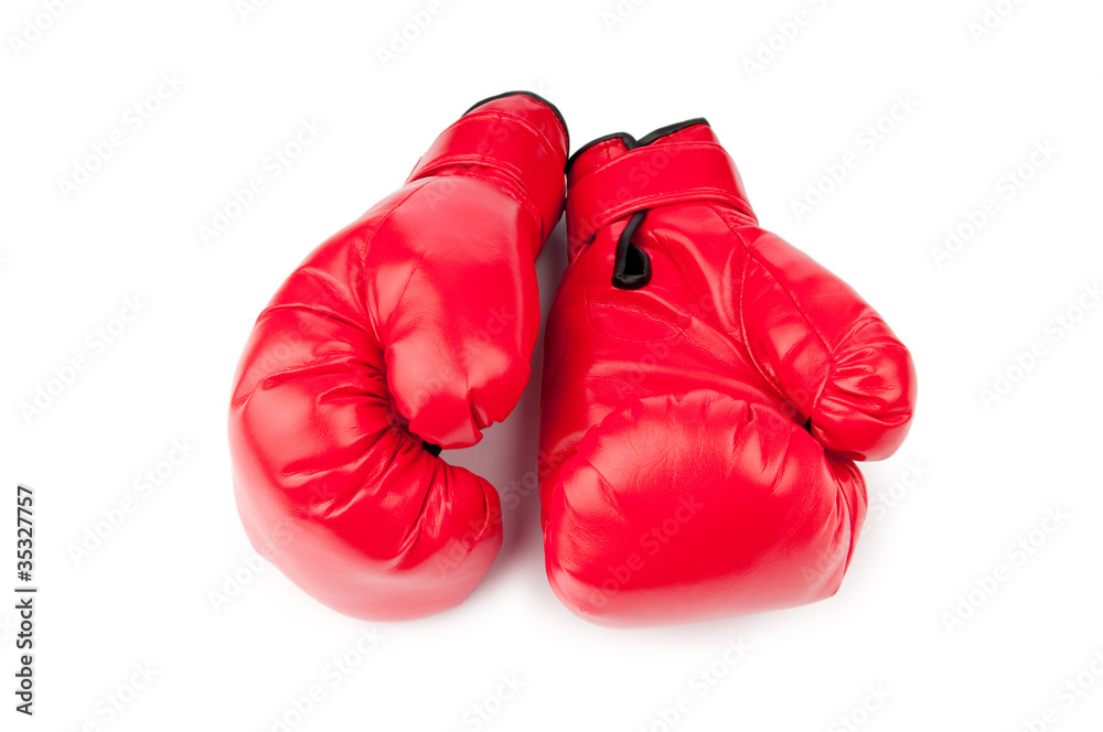 Red boxing gloves isolated on white
