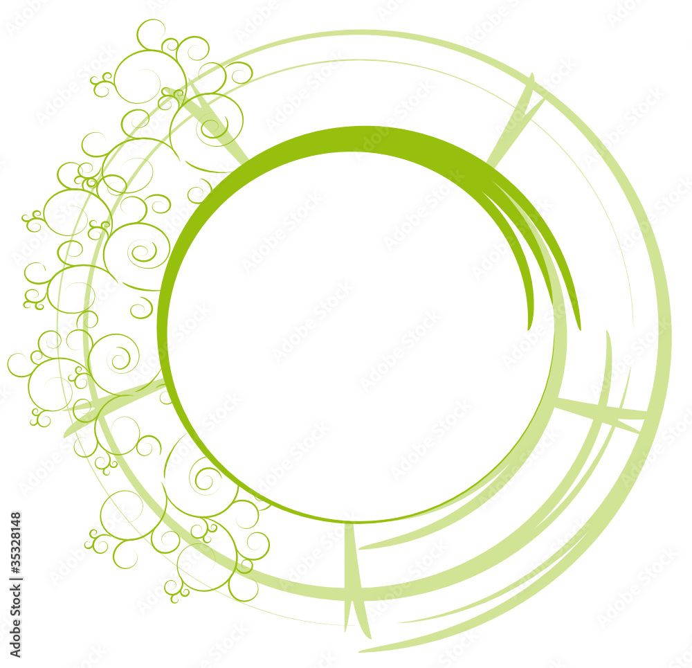 Floral Tribal Rahmen grün rund Stock-Vektorgrafik | Adobe Stock