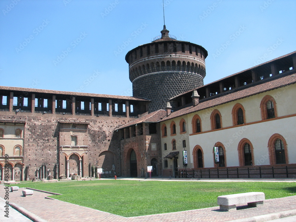 tower in the Castello Sforzesco in Milan
