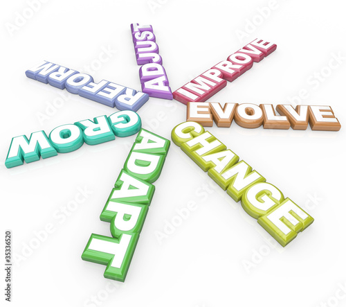 Bilde på lerret Change Adapt Evolve 3D Words on White Background