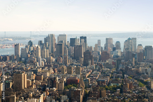 New York city panorama with tall skyscrapers