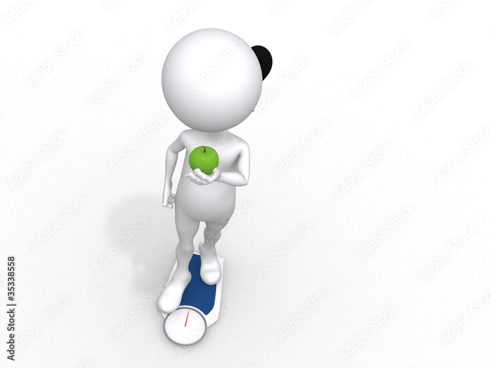 3d young and healthy woman as dieting concept on scale 3d young and healthy woman as dieting concept on scale